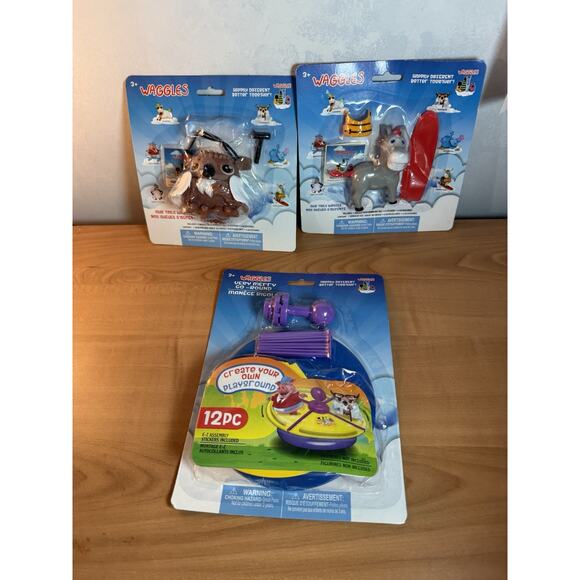 Waggles Set Of 3 New In Package Playground Owl Donkey - Picture 1 of 9